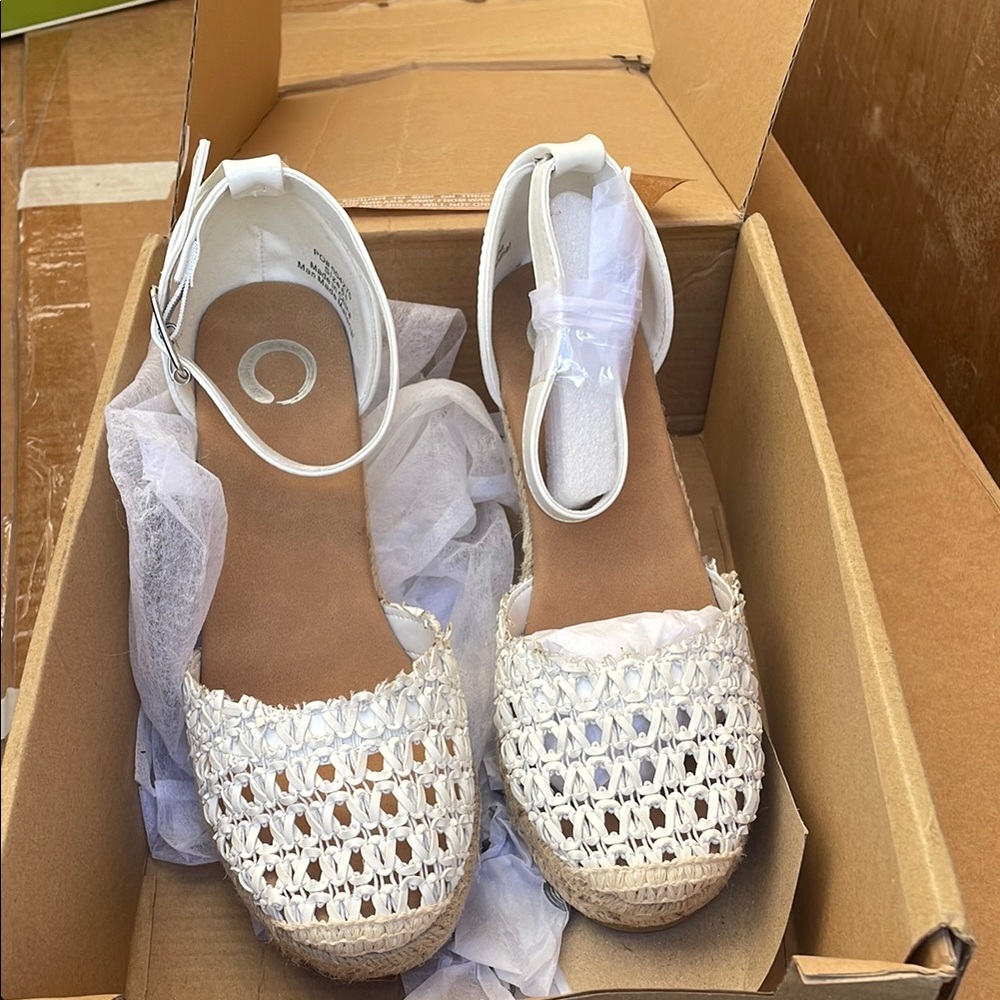 White Woven Espadrille Sandals